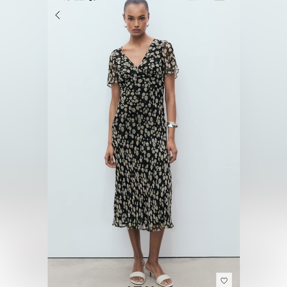 NWT Mango FLORAL-PRINT STRAIGHT-FIT MIDI-DRESS